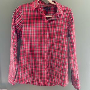 Lands end red plaid shirt
